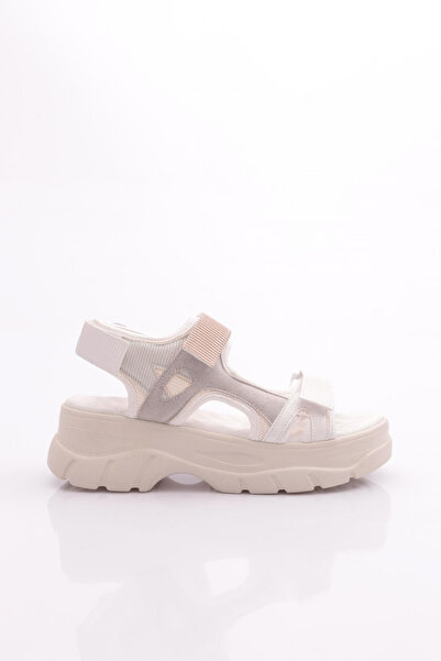 DGN 4740-22y White Patent Leather - Women's Thick Soled Velcro Sandals