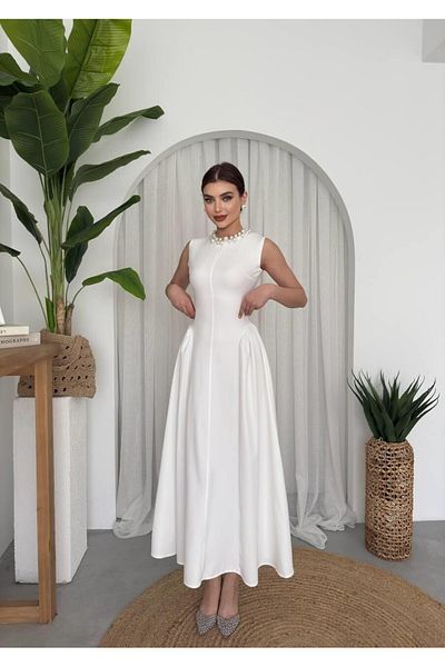Julidress Rochie de invitație creion plisată cu decolteu rotund