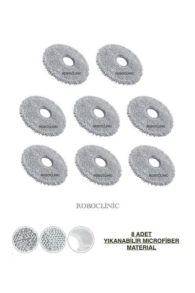 Roboclinic Xiaomi Robot Vacuum S20+/S20 Plus Compatible 8 Pieces Microfiber Mop