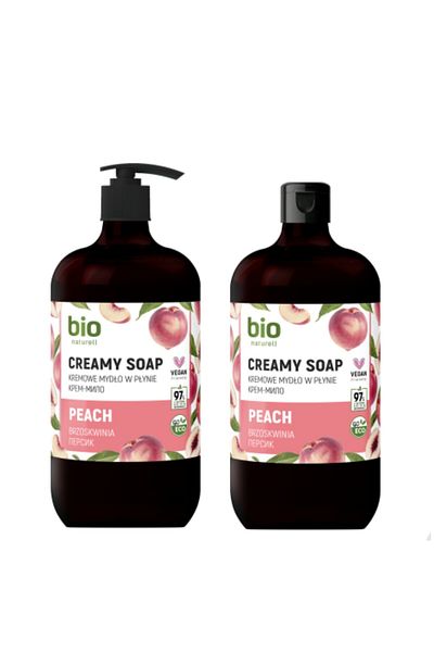 bio natural aroma 97% Organic and Vegan Liquid Hand Soap Peach 2 X 946 ml