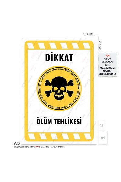 Posterya Ul01922-A5 - Death Hazard Warning Sign (15.4×21.6cm)