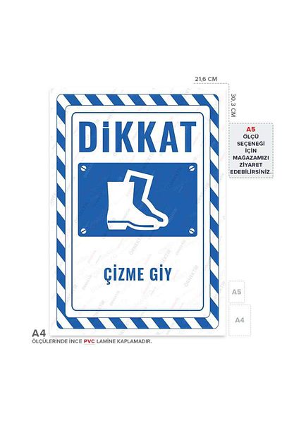 Posterya Ul02777-A4 - Warning Sign for Wearing Boots (21,6×30,3cm)