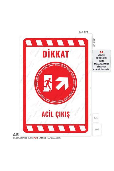 Posterya Ul02288-A5 - Emergency Exit Right Direction up Warning Sign (15,4×21,6cm)