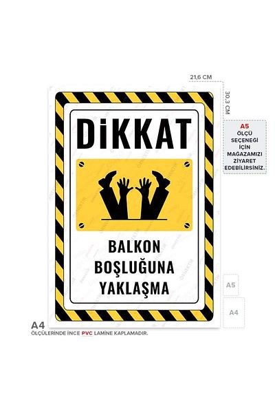 Posterya Ul02840-A4 - Warning Sign Approaching Balcony Gap (21,6×30,3cm)