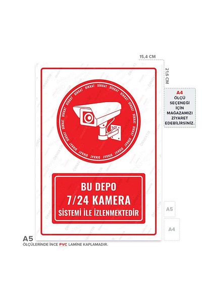 Posterya Ul01258-A5 - This Warehouse Is Monitored 24/7 with Camera System Warning Sign (15.4×21.6cm)