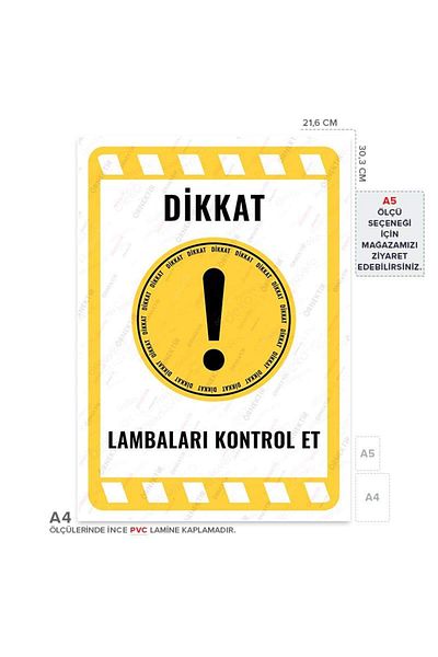Posterya Ul02207-A4 - Check Lamps Warning Sign (21.6×30.3cm)