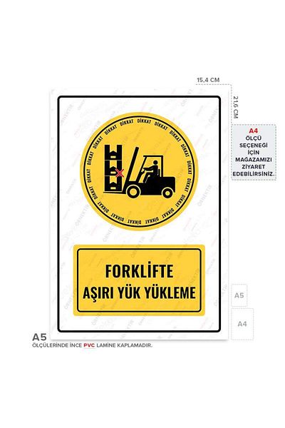 Posterya Ul01050-A5 - Overload Warning Sign on Forklift (15,4×21,6cm)