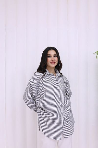 akabe Striped Tie up Shirt