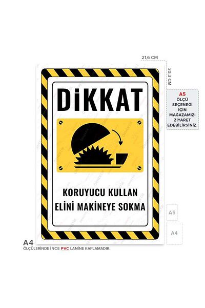 Posterya Ul02337-A4 - Warning Sign for Using Protective Hand in Machine (21,6×30,3cm)