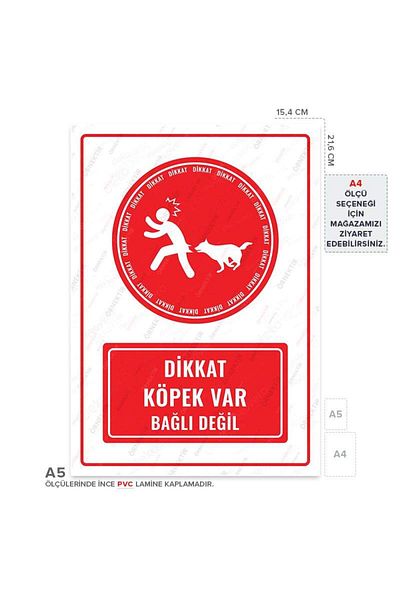 Posterya Ul01466-A5 - Caution Dog Not Tied Warning Sign (15,4×21,6cm)