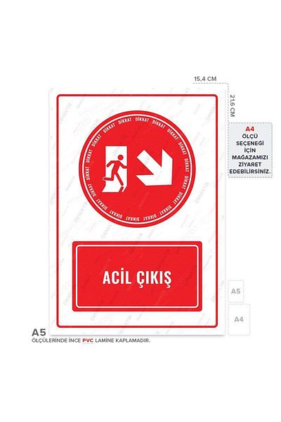 Posterya Ul01652-A5 - Emergency Exit Right Direction down Warning Sign (15,4×21,6cm)