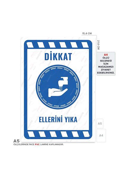 Posterya Ul01940-A5 - Wash Hands Warning Sign (15,4×21,6cm)