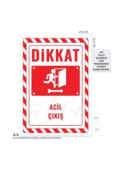 Posterya Ul02680-A4 - Emergency Exit Right Direction Warning Sign (21.6×30.3cm)