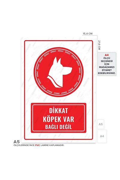 Posterya Ul01450-A5 - Caution Dog Not Tied Warning Sign (15,4×21,6cm)