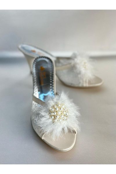MOD10 Feathered Bride Slippers