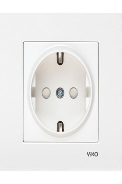 VİKO Torunoğlu Elektrik Viko Karre White Set of 2 Commutator and Grounded Socket (Double Frame)