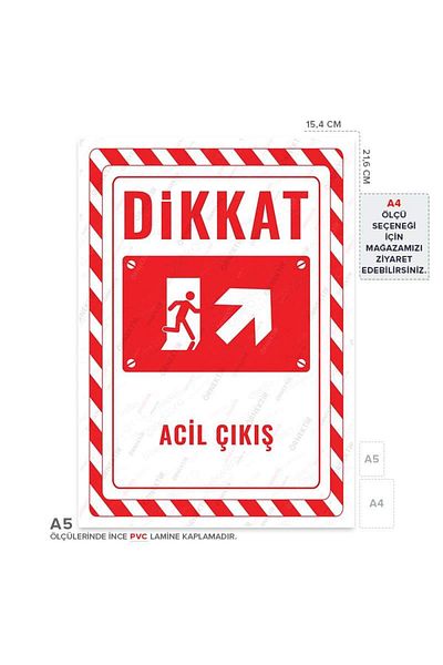 Posterya Ul02699-A5 - Emergency Exit Right Direction up Warning Sign (15,4×21,6cm)