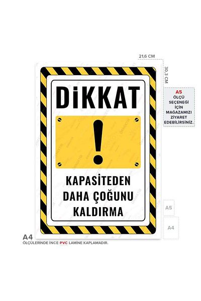Posterya Ul02823-A4 - Warning Sign More Than Capacity Lift (21.6×30.3cm)