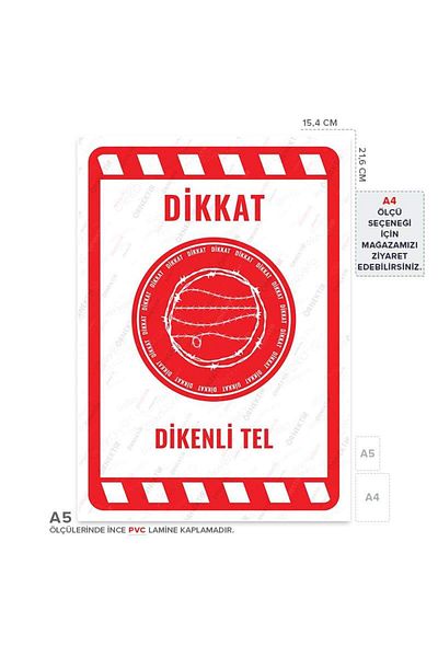 Posterya Ul02186-A5 - Barbed Wire Warning Sign (15.4×21.6cm)