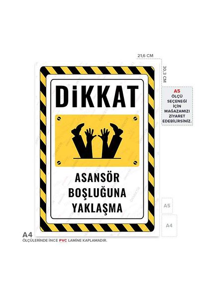 Posterya Ul02838-A4 - Warning Sign Approaching Elevator Shaft (21.6×30.3cm)
