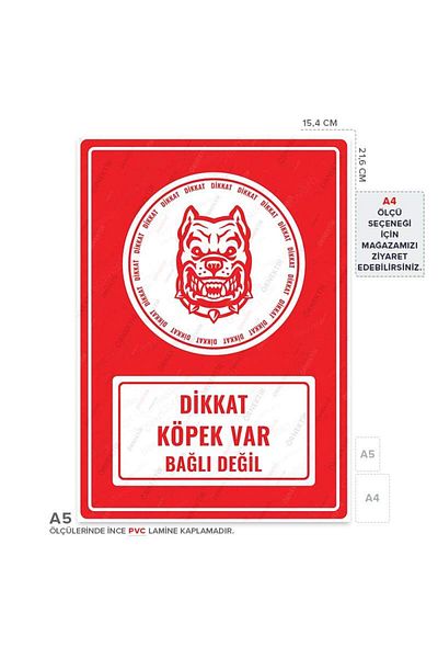Posterya Ul01473-A5 - Caution Dog Not Tied Warning Sign (15,4×21,6cm)