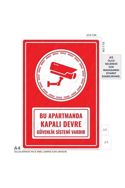 Posterya Ul01333-A4 - There Is a Closed Circuit Security System in This Apartment Warning Sign (21,6×30,3cm)