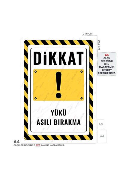 Posterya Ul02822-A4 - Load Hanging Warning Sign (21.6×30.3cm)