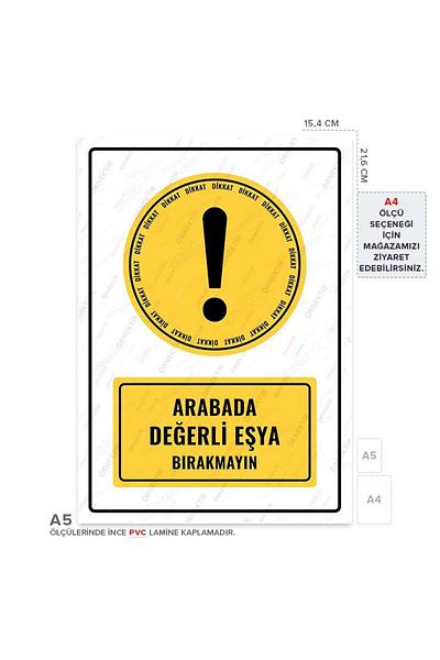 Posterya Ul01518-A5 - Do Not Leave Valuables in the Car Warning Sign (15,4×21,6cm)
