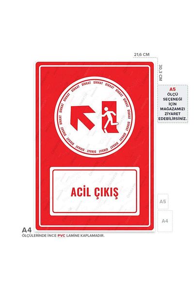 Posterya Ul01647-A4 - Emergency Exit Left Direction up Warning Sign (21.6×30.3cm)