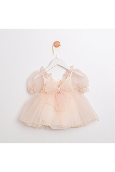 Cumino Maya Balon Kol Kız Bebek Romper Şık ve Zarif Tasarım