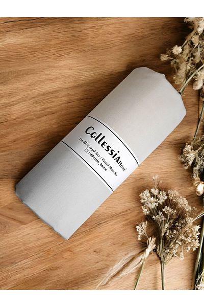 CollessiaHome 100% Cotton Satin Fitted Single Bed Sheet Set Stone Needle Production