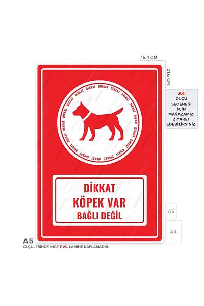 Posterya Ul01441-A5 - Caution Dog Not Tied Warning Sign (15,4×21,6cm)