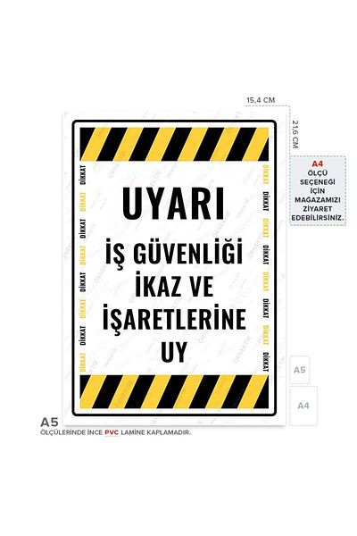 Posterya Ul01664-A5 - Warning Sign to Comply with Work Safety Instructions and Signs (15,4×21,6cm)