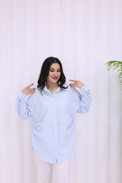 akabe Striped Tie up Shirt