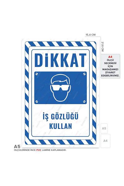 Posterya Ul02734-A5 - Use Work Glasses Warning Sign (15,4×21,6cm)