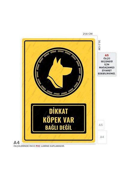 Posterya Ul01451-A4 - Caution Dog Not Tied Warning Sign (21.6×30.3cm)