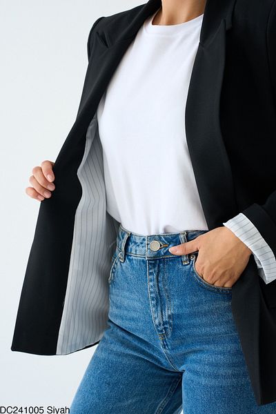 CELITA Women's Lining Striped Sleeve Fold Detailed Jacket