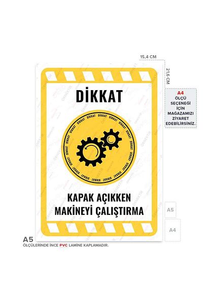Posterya Ul01933-A5 - Warning Sign for Starting the Machine with the Door Open (15,4×21,6cm)