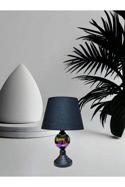 DEDE Alyosha Lamp Shade Black Metal Pearl Ceramic Black Rattan Hat