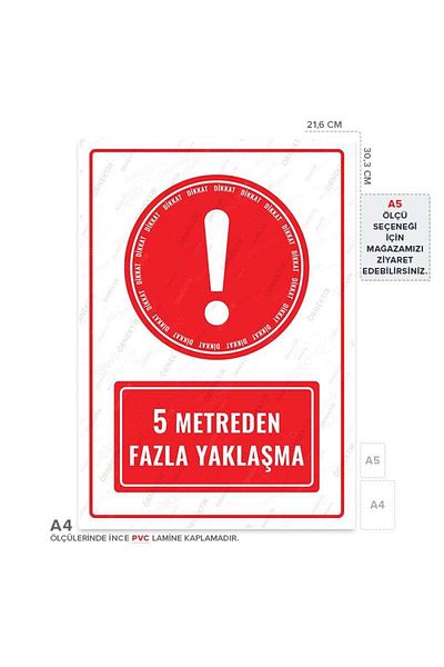 Posterya Ul01600-A4 - More Than 5 Meters Approach Warning Sign (21.6×30.3cm)