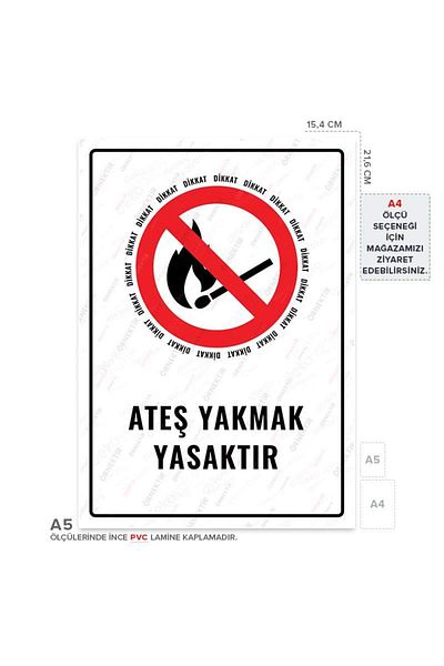 Posterya Ul01574-A5 - It Is Forbidden to Make Fire Warning Sign (15,4×21,6cm)