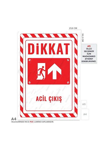 Posterya Ul02700-A4 - Emergency Exit Right Direction up Warning Sign (21.6×30.3cm)