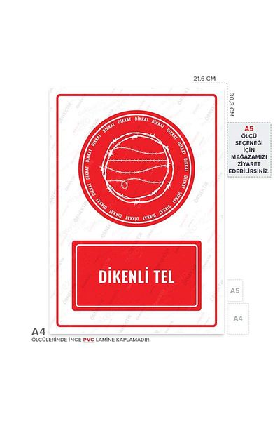 Posterya Ul01502-A4 - Barbed Wire Warning Sign (21.6×30.3cm)