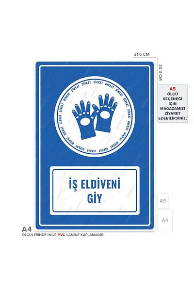 Posterya Ul01123-A4 - Work Gloves Wear Warning Sign (21,6×30,3cm)