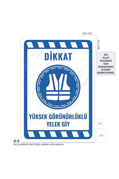 Posterya Ul01902-A4 - High Visibility Vest Wear Warning Sign (21.6×30.3cm)