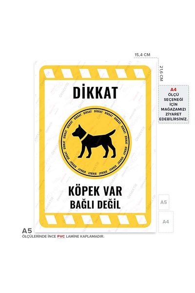 Posterya Ul02157-A5 - Caution Dog Not Tied Warning Sign (15,4×21,6cm)