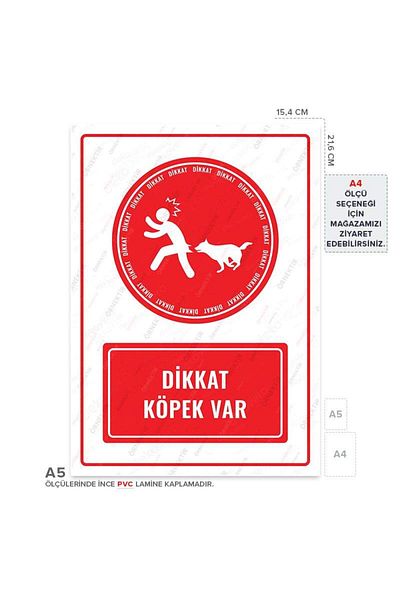 Posterya Ul01462-A5 - Caution Dog Warning Sign (15.4×21.6cm)