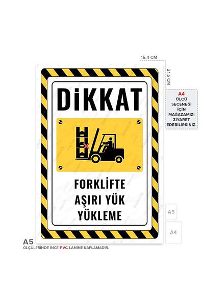 Posterya Ul02333-A5 - Forklift Overload Warning Sign (15.4×21.6cm)