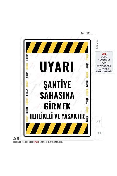 Posterya Ul01683-A5 - Entering the Construction Site Is Dangerous and Prohibited Warning Sign (15,4×21,6cm)