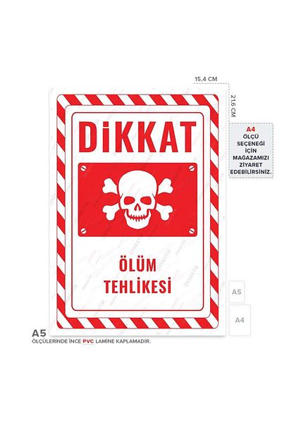 Posterya Ul02328-A5 - Death Hazard Warning Sign (15.4×21.6cm)